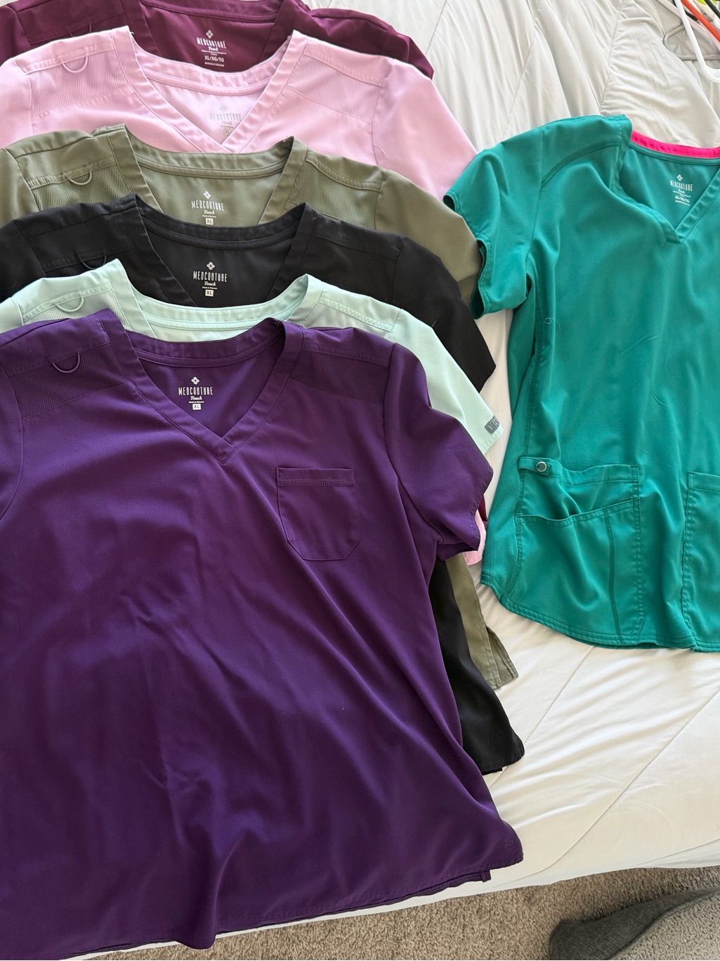 Med Couture Women's Scrub Tops - Purple, Teal, Black, Olive, Light Pink, Mint